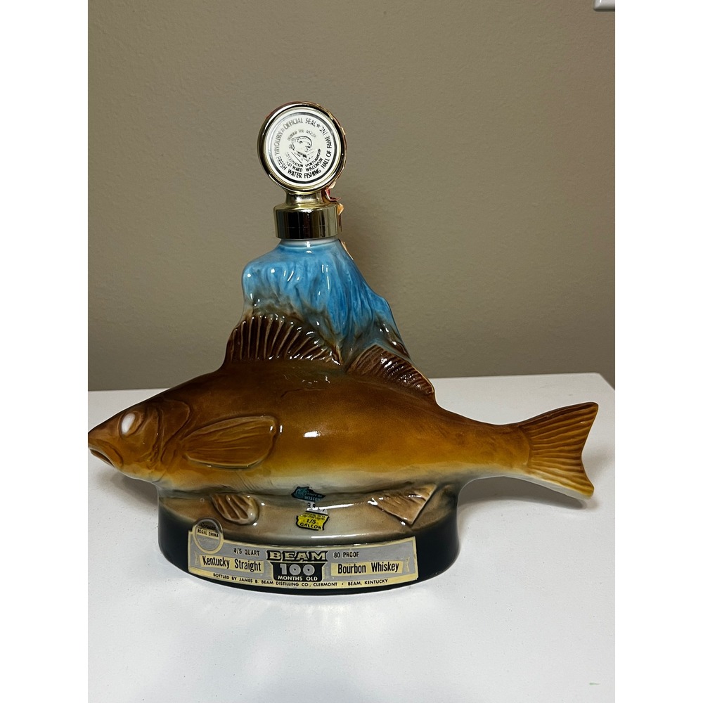 Vintage 1974 Jim Beam Bluegill Fish Decanter Empty Regal China Hall of Fame